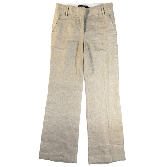 Sandra Angelozzi Wide Leg Tan Linen Trouser Pants Womens Size 32 - Picture 1 of 6